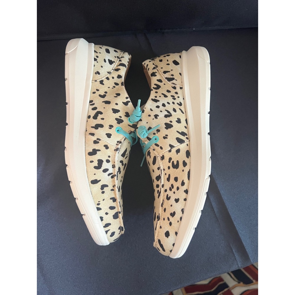 Ariat Hilo Women 10 Washed Animal Print Canvas Slip On Loafers Turquoise - Picture 7 of 8